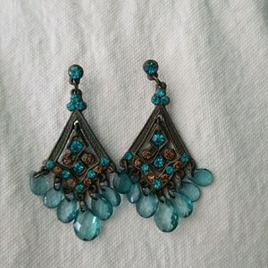 Teal and brown earrings